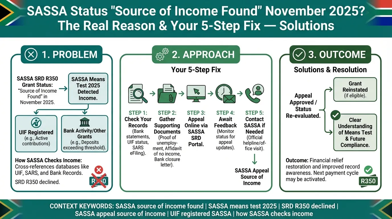 SASSA Status 'Source of Income Found' November 2025? The Real Reason & Your 5-Step Fix