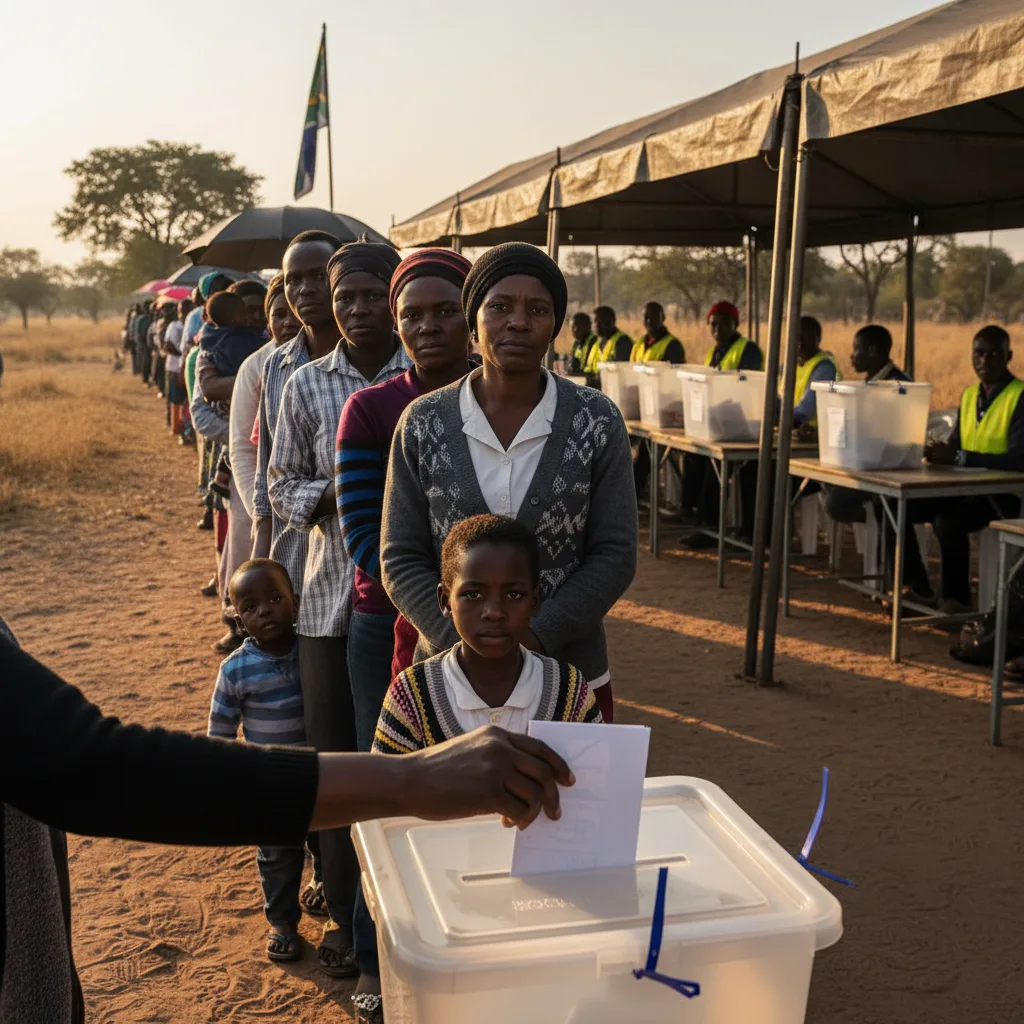 A diverse group of South Africans waiting in line to vote in the 2026 elections, symbolizing the powerful connection be…
