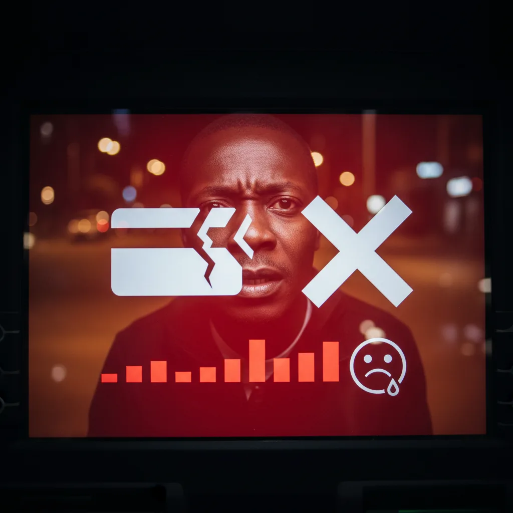 A frustrated man looking at an ATM screen that reads 'Transaction Declined' in 2026, symbolizing the problem of hidden…
